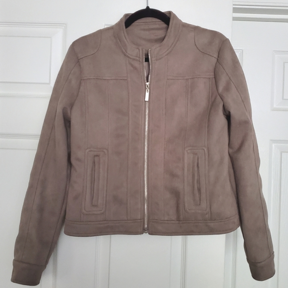Faux Suede Zip-Up Jacket